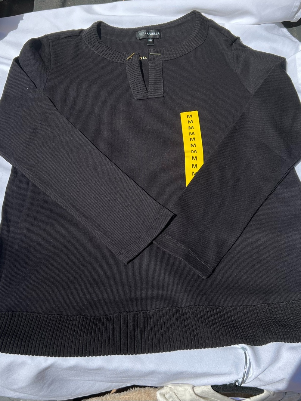 Rafaella Black Crewneck Top, Size M